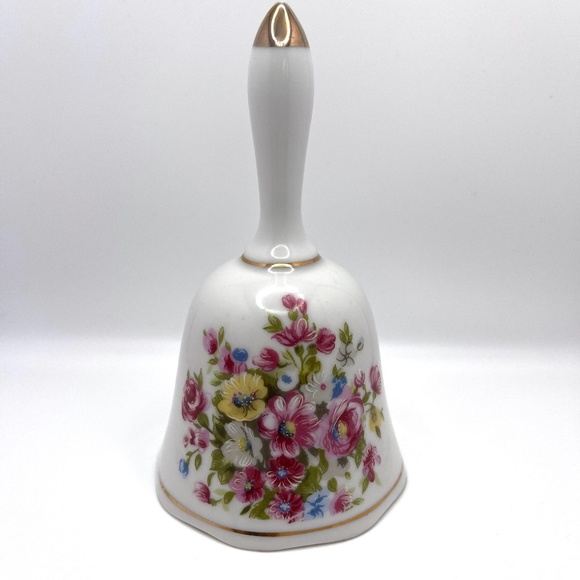 Vintage Porcelain Dinner Bell with gold accents - Picture 1 of 6